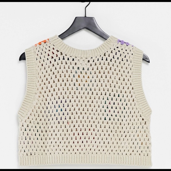 Handmade crochet multicolor knit tank top - Picture 2 of 4